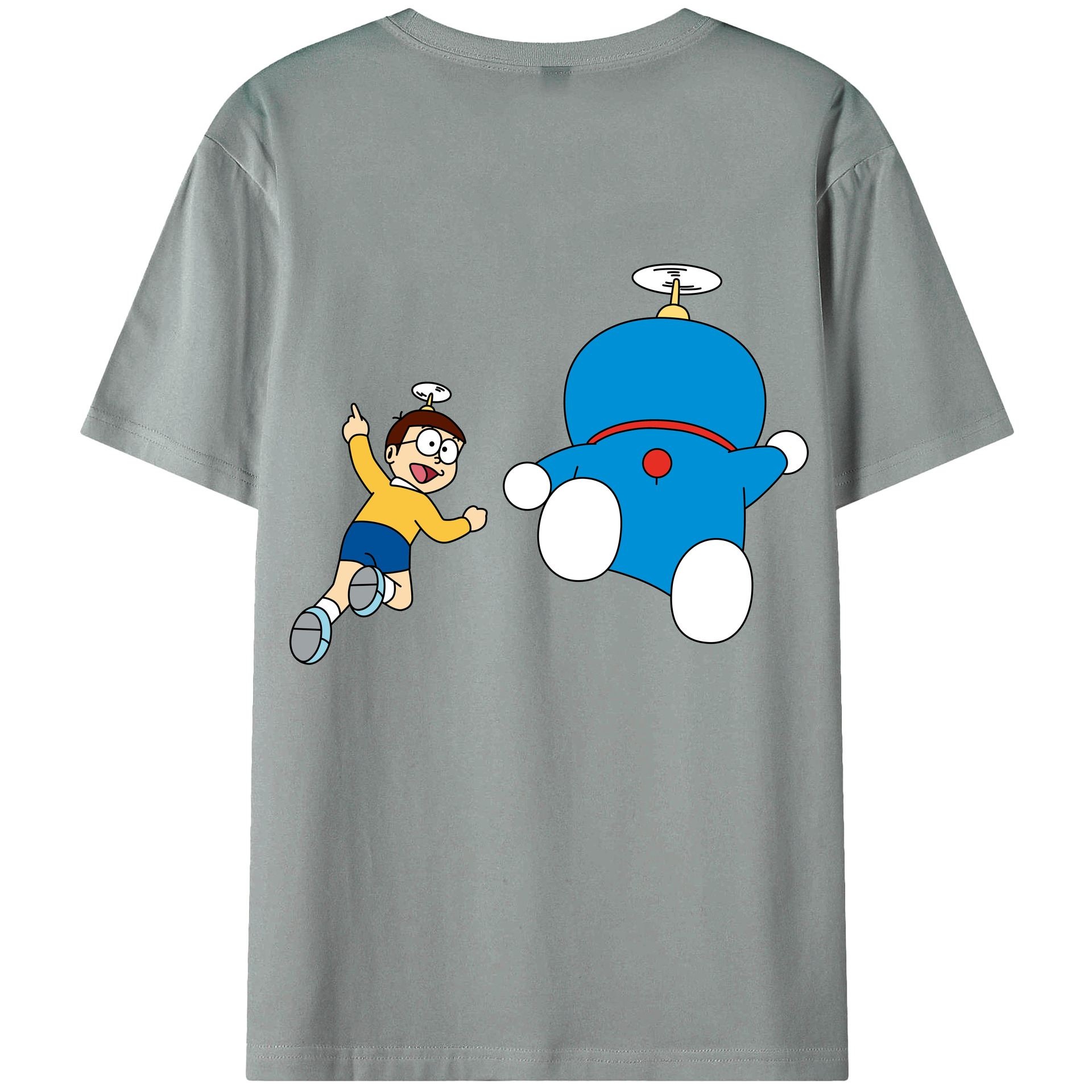 （画像用） ドラえもん 野比 のび太 Doraemon Nobita Nobi 綿100％ メンズ半袖Tシャツ（バックプリント） 通気性
